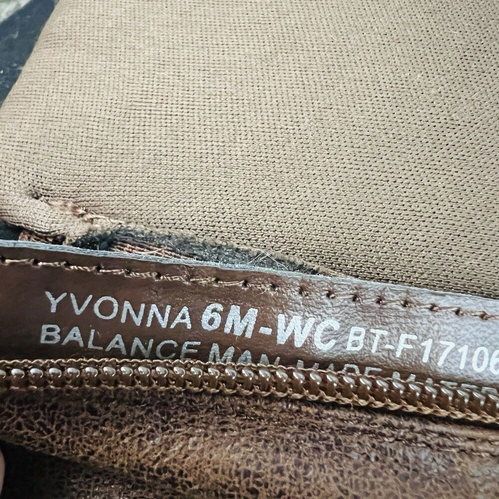 Baretraps Yvonna Brown Vegan Marbled Leather Buckled Knee High Riding Boots 6M - Picture 8 of 8